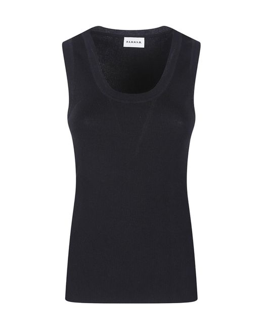 P.A.R.O.S.H. Black Cipria26 Ribbed Tank Top
