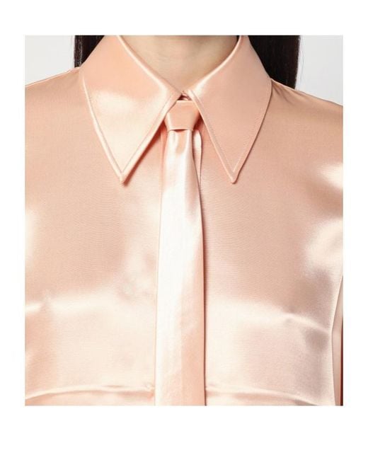 Jil Sander Natural Satin Tie-Neck Shirt