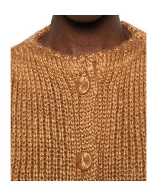 Forte_forte Natural Chunky-Knit Button-Up Cardigan