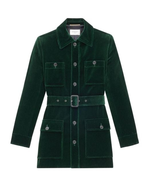 Saint Laurent Green Saharienne Velvet Jacket