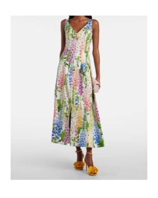 Oscar de la Renta White Floral Poplin Cocktail Dress
