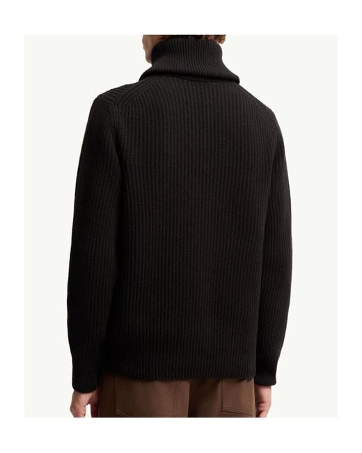 Moncler Black Logo Rib Wool Turtleneck for men