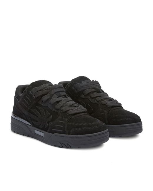 Palm Angels Black Venice Lace-Up Suede Sneakers for men