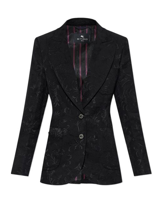 Etro Black Long-Sleeve Casual Jacket