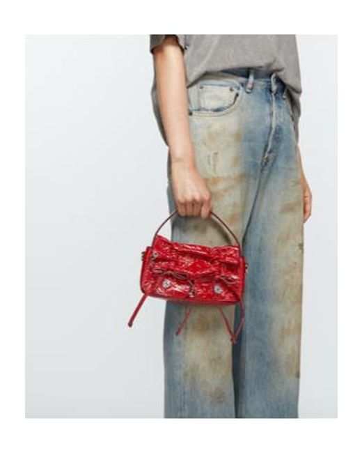 Acne Red Multipocket Micro Tote Bag