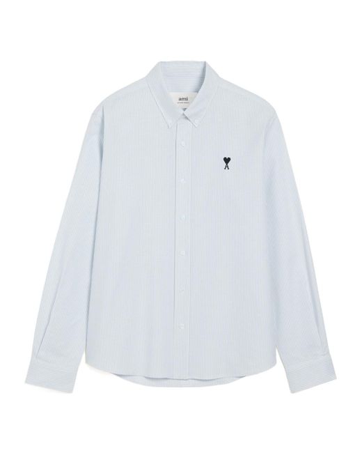 AMI White Stripe Cotton Adc Shirt for men