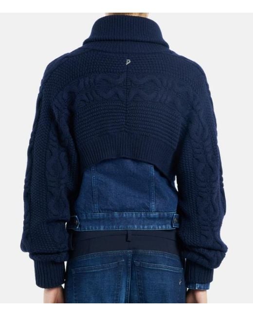 Dondup Blue Knitted Denim Jacket