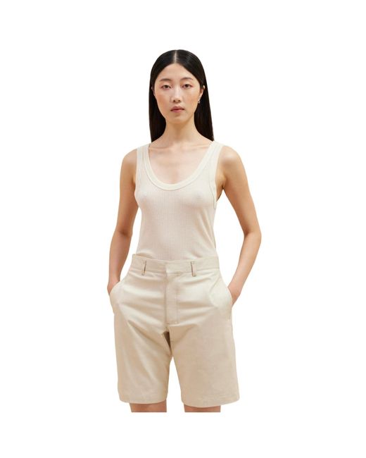 Lemaire White Ribbed Scoop Neck Tank Top