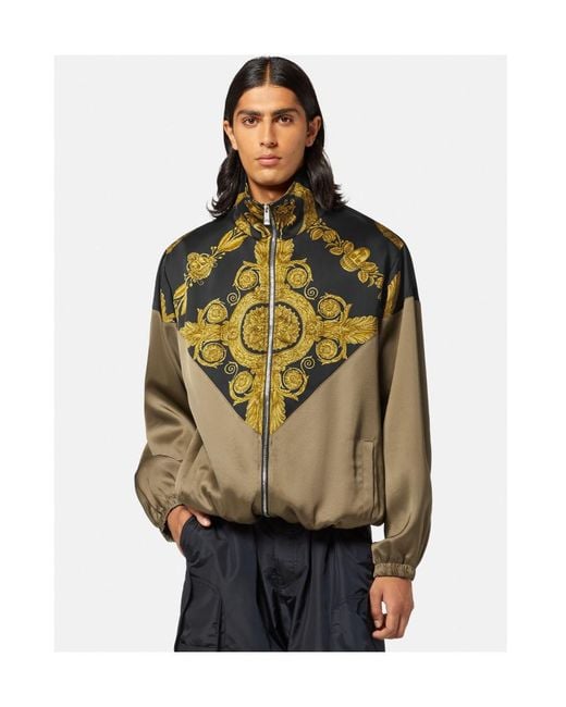 Versace Green Baroque Pattern Zip-Up Track Jacket for men