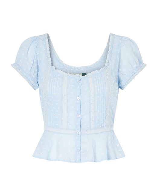 Rixo Blue Short-Sleeved Top