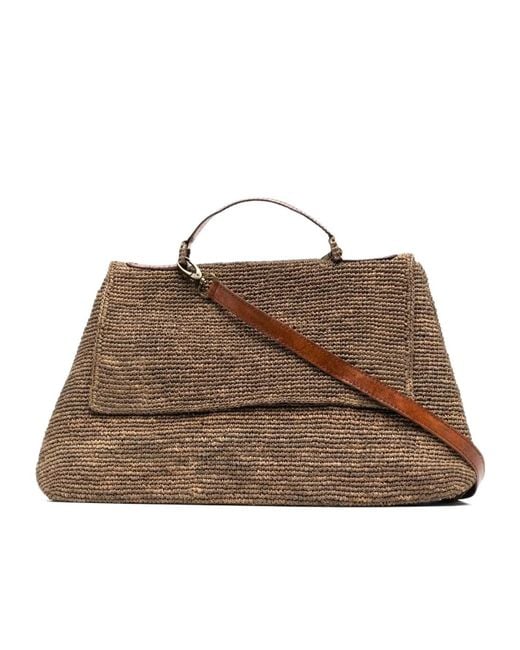 IBELIV Brown Lahady Foldover-Top Tote Bag
