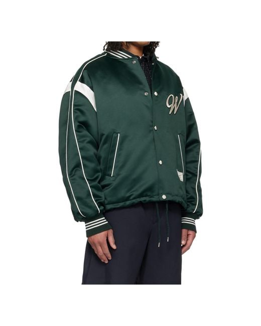 Wooyoungmi Green Logo Baseball Jacket for men