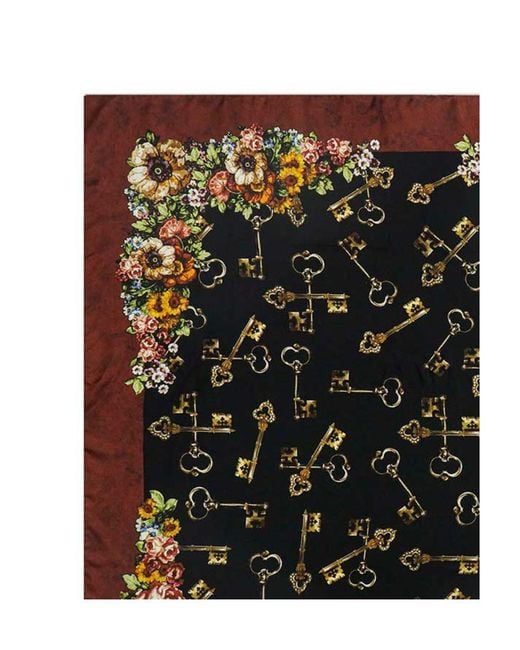 Dolce & Gabbana Black Printed Silk Scarf