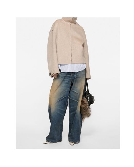 Acne Natural High-Neck Cropped Jacket