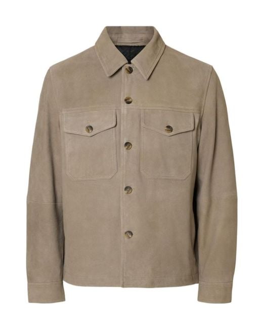 SELECTED Natural Pockets Button Suede Jacket for men