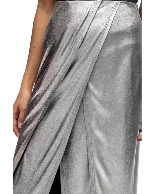 Loewe Gray Draped Midi Skirt
