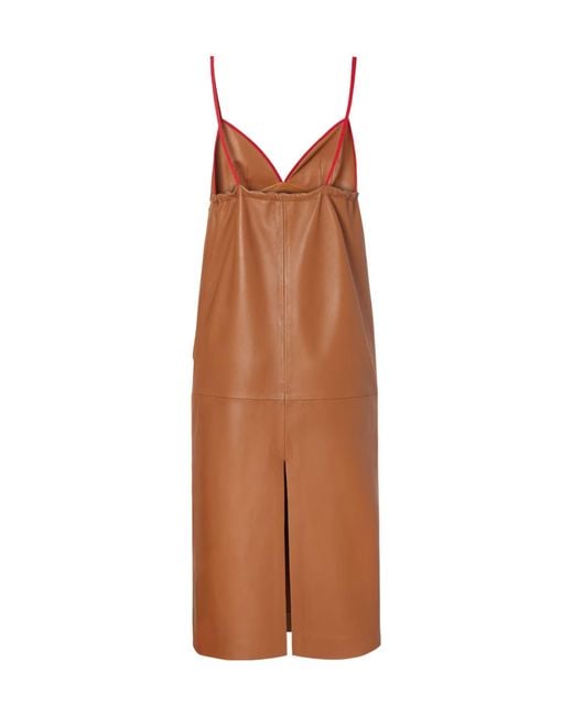 Fendi Brown Elegant Leather Mini Dress With Cut-Outs And Ajour Motif
