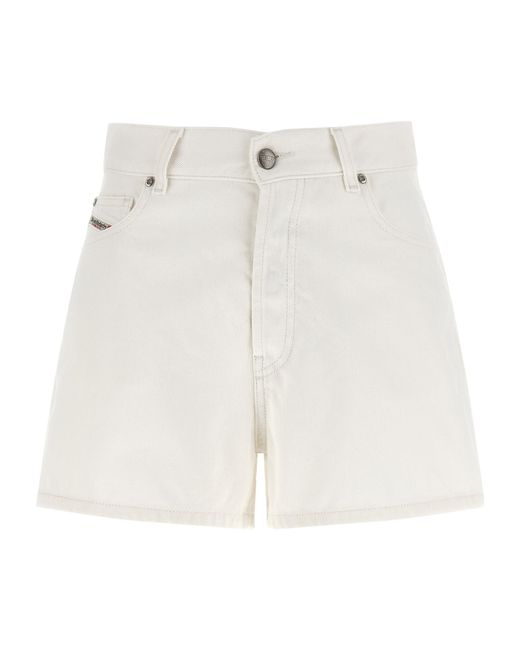 DIESEL White Five-Pocket Denim Shorts