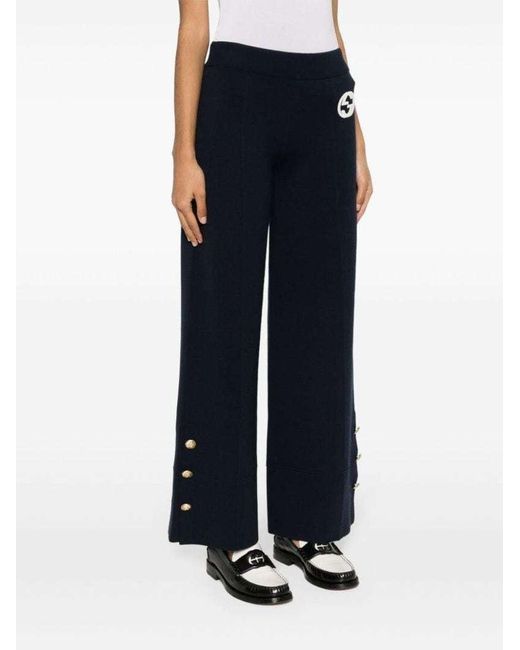 Gucci Blue Logo Embroidered Trousers
