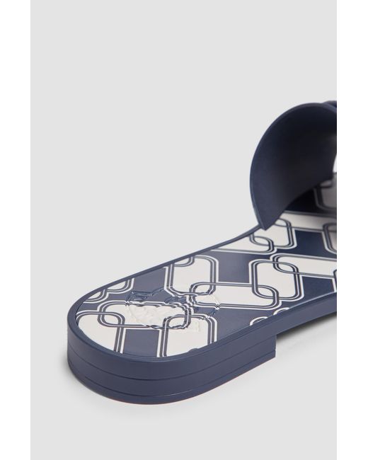 Moncler Blue Patterned Slip-On Slides