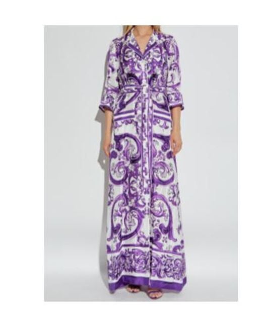 Dolce & Gabbana Purple Majolica Printed Long Dress