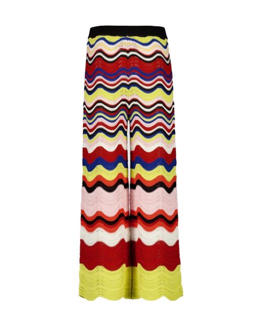LaDoubleJ Red Chevron-Knit Trousers