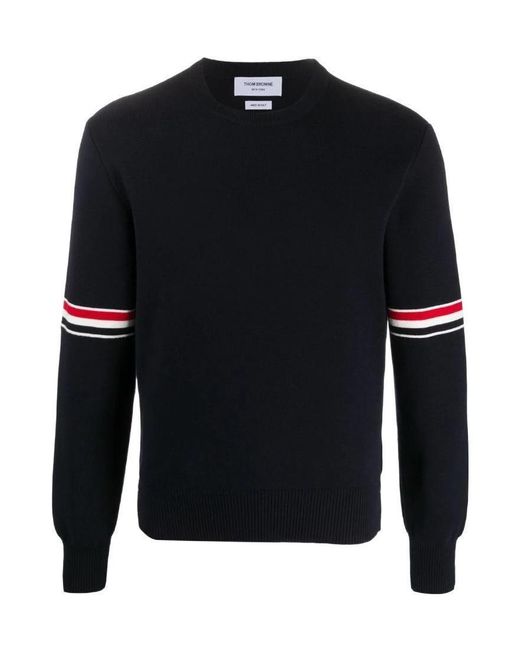 Thom Browne Black Stripe Trim Knitted Sweater for men