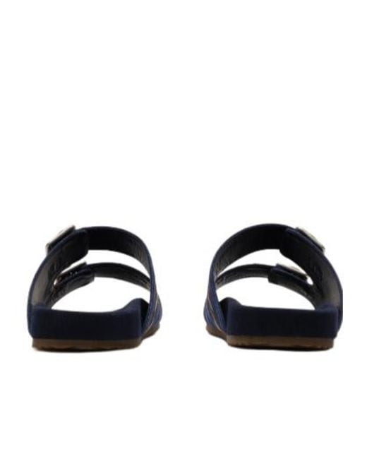 Burberry Blue Double Check-Strap Urchin Slides for men
