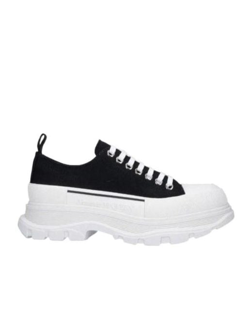 McQueen Black Tread Sleek Lace-Up Sneakers for men