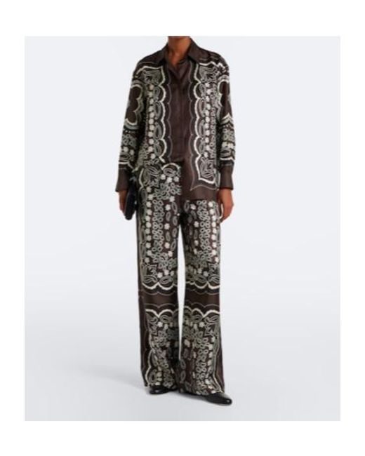 Nili Lotan Black Morgan Printed Silk Twill Wide-Leg Pants
