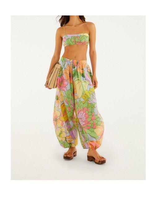 Farm Rio Green Spring Affair Beaded Crop Top