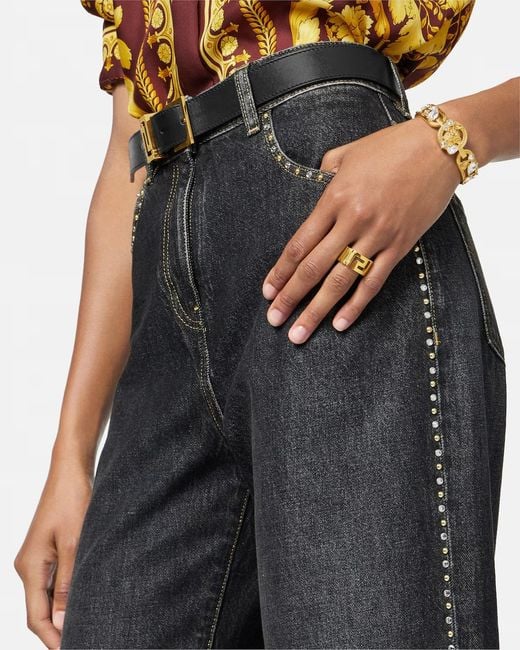 Versace Metallic Greek Pattern Ring