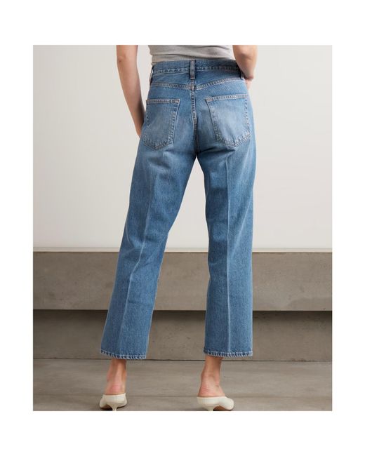 FRAME Blue High-Waisted Straight Leg Jeans