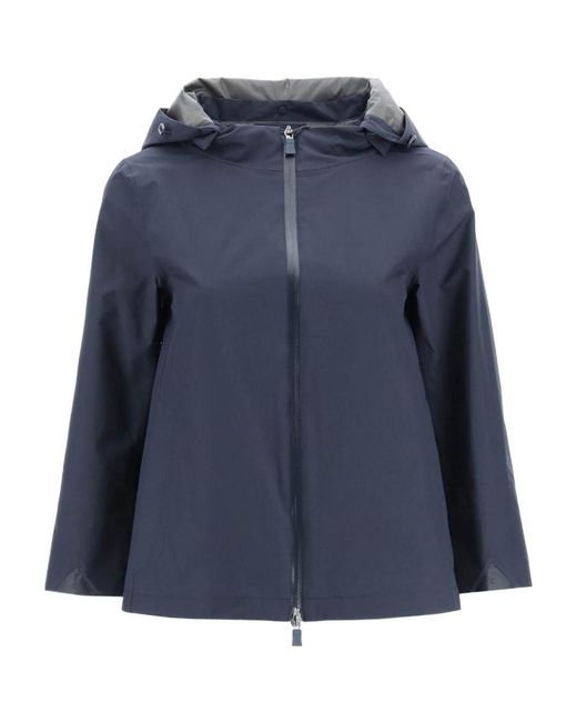 Herno Blue Cropped Hooded Jacket