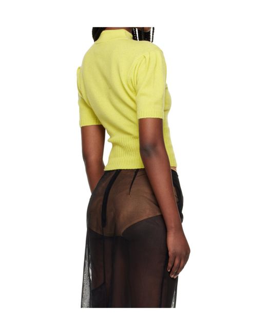 Simone Rocha Yellow Short-Sleeved Stand-Up Collar Cashmere Sweater