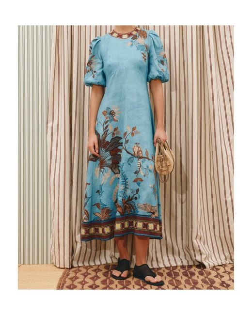 ALÉMAIS Blue Puff-Sleeved Dress