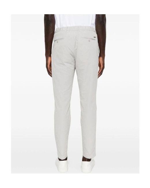 Herno White Pleated Straight Trousers for men