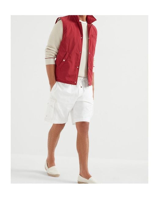 Brunello Cucinelli White Drawstring Straight Hem Shorts for men