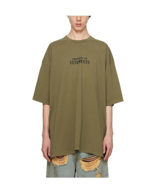 Vetements Green Property Of Cotton T-Shirt for men