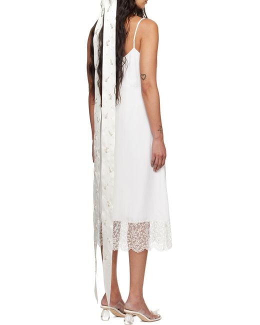 Simone Rocha White Front Bow Suspender Dress