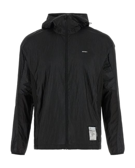 Satisfy Black Hooded Windproof Jacket for men