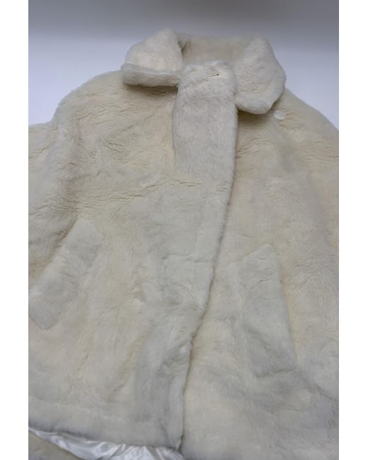 Max Mara White Tebe Faux Fur Short-Sleeved Coat