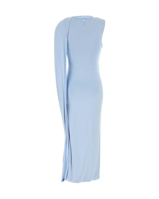 Self-Portrait Blue Draped Ruched Sleeveless Asymmetric Dress