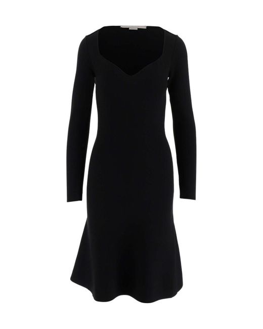 Stella McCartney Black V-Neck Flared Dress