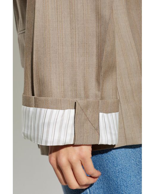 Victoria Beckham Brown Collarless Double-Breasted Blazer