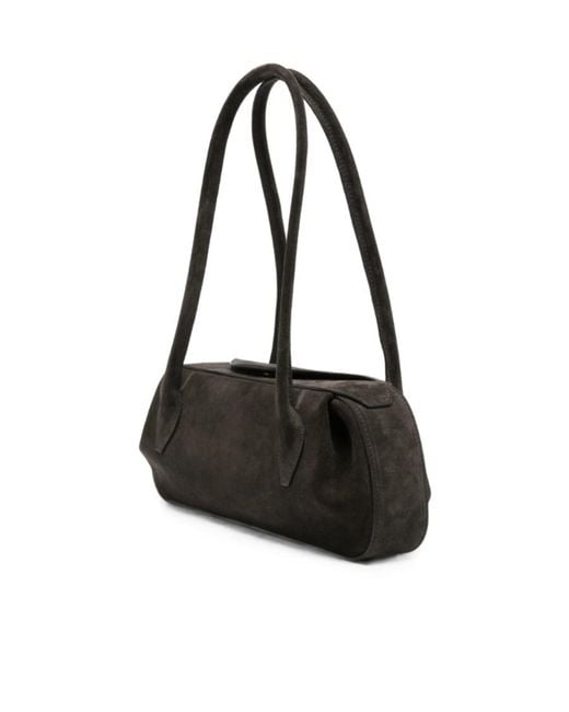Yuzefi Black Oyster Leather Shoulder Bag