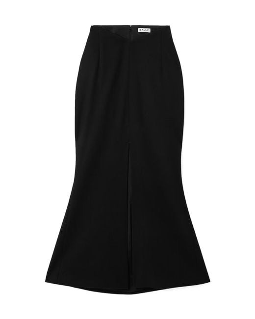 Bally Black Wool Blend Midi Skirt