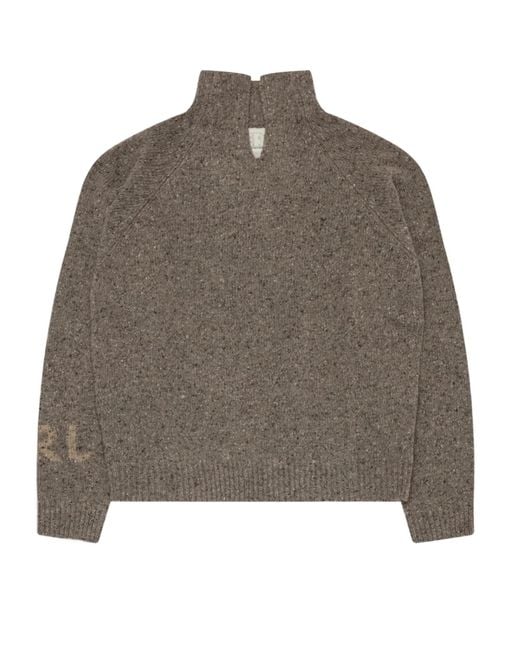 ERL Brown Mock-Neck Knitted Sweater for men