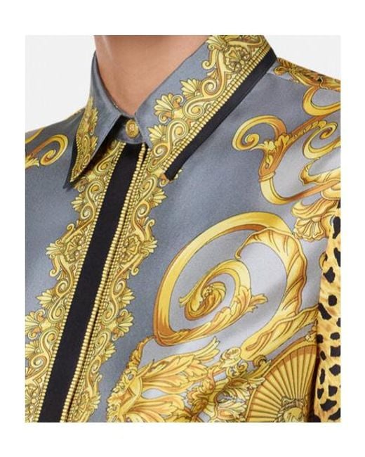 Versace Yellow Silk Cheetah Foulard Shirt