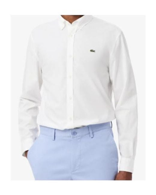 Lacoste White Button-Down Regular Fit Shirt for men